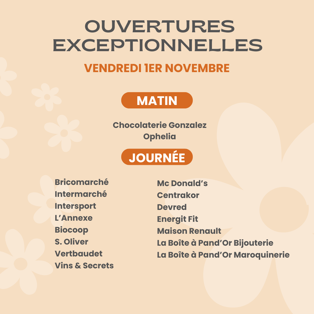 Ouvertures exceptionnelles 1er novembre