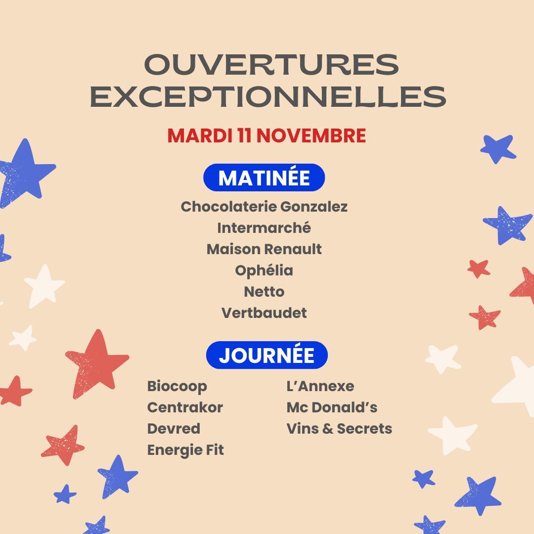 Retrouvez les commerces ouverts le 11 novembre à l'Espace Commercial Bocaud à Jacou